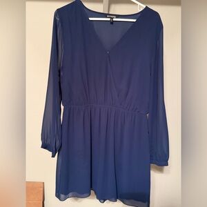 Express Deep Blue Long Sleeve Dress